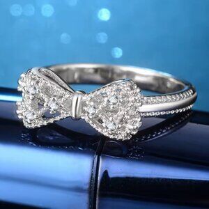 Dainty Crystal Bow Ring | Elegant Silver Jewelry